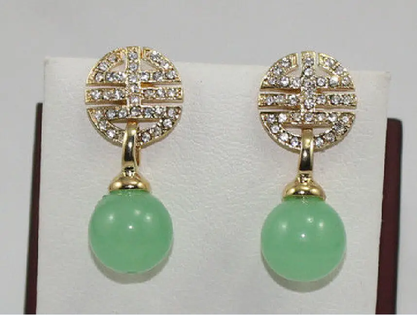 

NEW Charming 12 mm light green jade crystal earrings