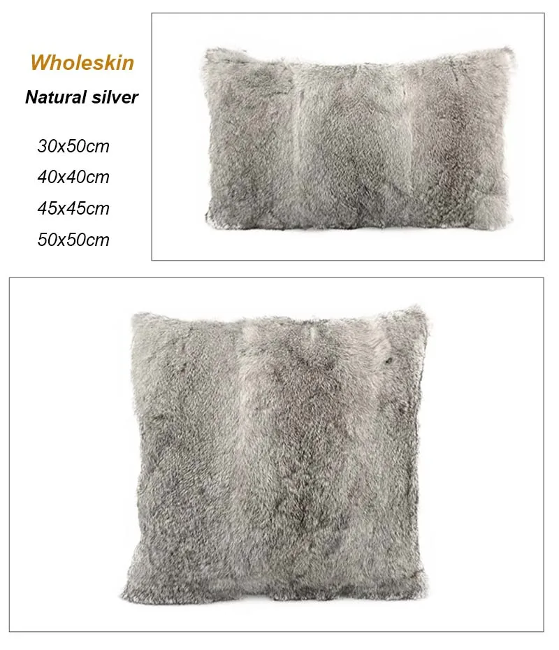 Rabbit fur pillow case detail 2