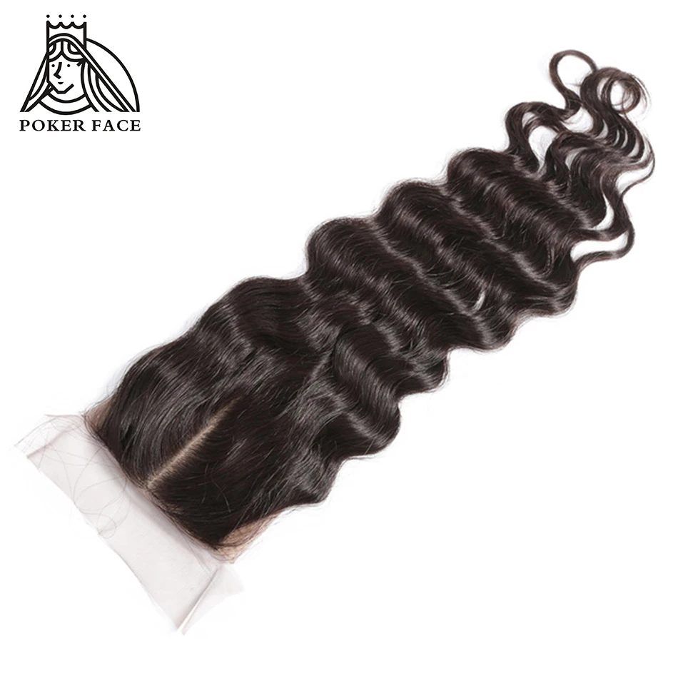 

Poker Face Loose Wave Closure Middle Part Silk Base 10-18 inch 4 x 4 100% Natural Peruvian Human Hair Remy