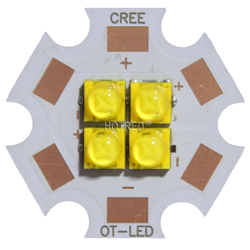 20 Вт Cree XTE XT-E 4 светодиода 4 чип светодиодный излучатель светильник 3 в 6 в 12 В Холодный белый Теплый Нейтральный белый королевский Blue450nm на 20 мм медной печатной плате