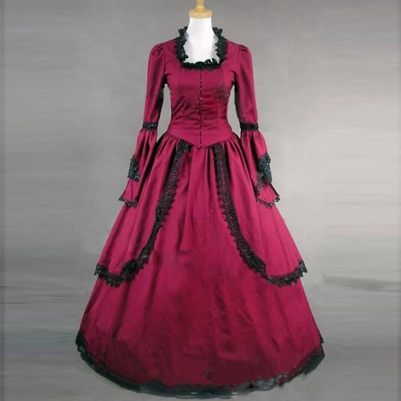 red-masquerade-long-trumpet-sleeves-victorian-dress3