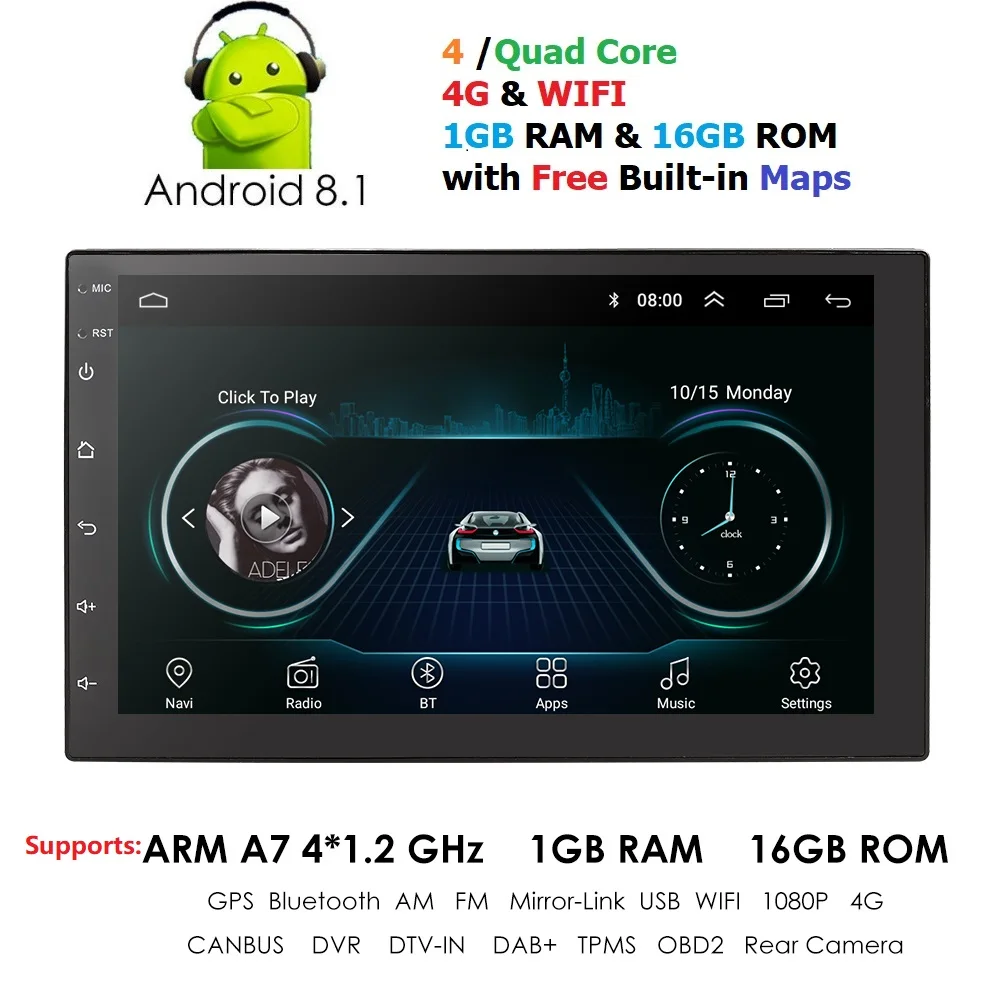 1G RAM Android 8 1 Auto font b Radio b font Quad Core 7Inch 2DIN Universal