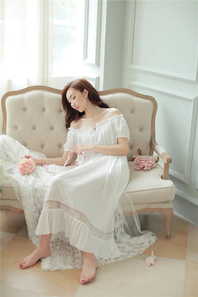 Хит, женское длинное платье для сна, белая ночная сорочка с короткими рукавами, летняя ночная рубашка, элегантные винтажные ночные рубашки, домашнее платье для сна