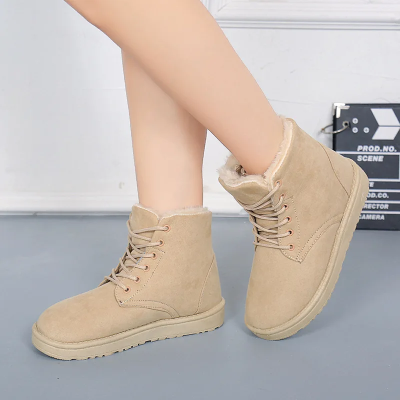 

2017 New mou boots women Snow Warm Winter Woman Boots Botas Mujer Lace Up Fur Ankle Boots Ladies Winter Shoes ankle Heels stival