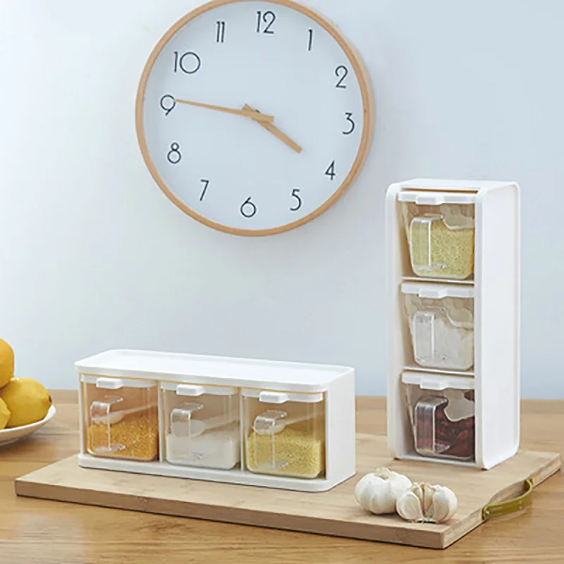 

Vertically Seasoning Boxes Spice Jar bottle With Handle and Spoon Kitchen Storage Container Herb Spice Tools