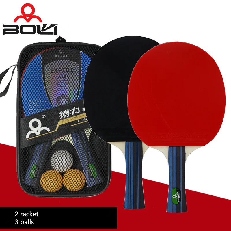 

New 2 Pieces/Set Long handle or short handle Table Tennis Rackets Ping Pong Paddle Table Tennis Racket Set With 3 Balls in bag