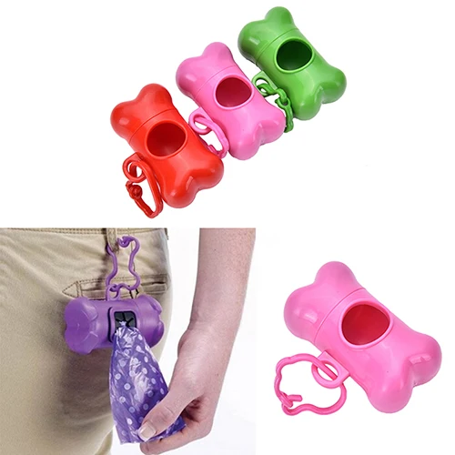 1Pcs Cute Pet Dog Bone Shape Dispenser Box Garbage Clean Up Waste Bag Carrier Holder Case Wholesale Color Random