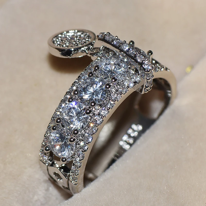 ROMAD розовое Золотое роскошное кольцо для женщин, свадебное кольцо с микро-инкрустацией, Круглый CZ кулон, обручальные кольца, специальный магазин ювелирных изделий R4