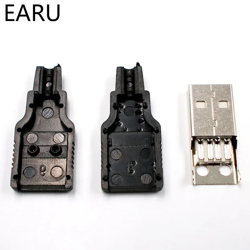 DIY Type A Male USB 4 Pin Plug Socket Connector With Black Plastic Cover Adapter Connect USB 2.0 PCB SDA Data Cable Line DIY Type A Male USB 4 Pin Plug Socket Connector With Black Plastic Cover Adapter Connect USB 2.0 PCB SDA Data Cable Line