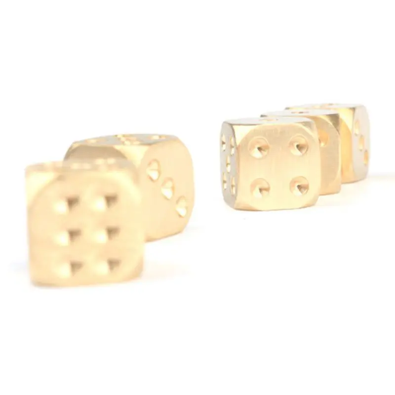 1 шт. золотые чистые цветные кубики из латуни медные многогранные металлические твердые тяжелые игральные кости игровой инструмент