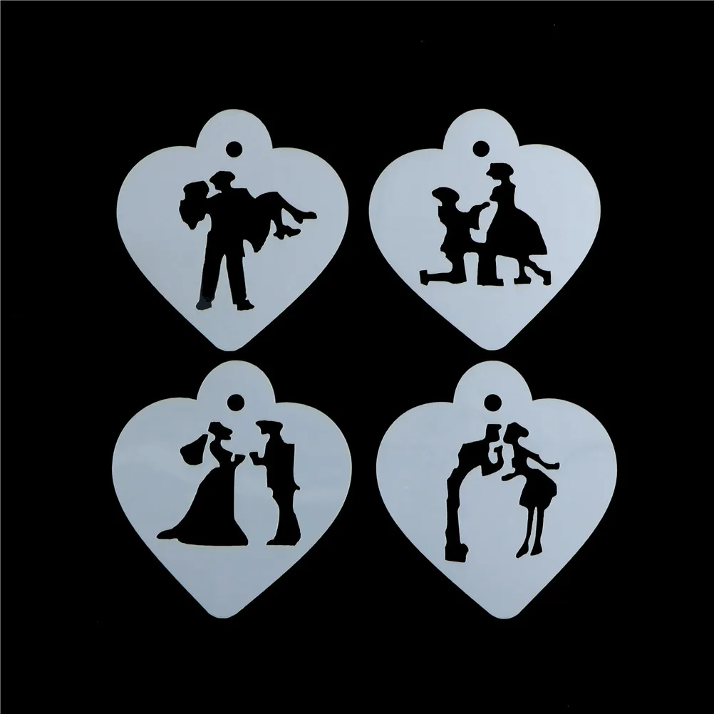 

Couple Lovers Cupcake Cookie Stencils Cake Template Mold Baking Tools For Cakes Wedding Decoration Cake Stencil 4PCS/Set