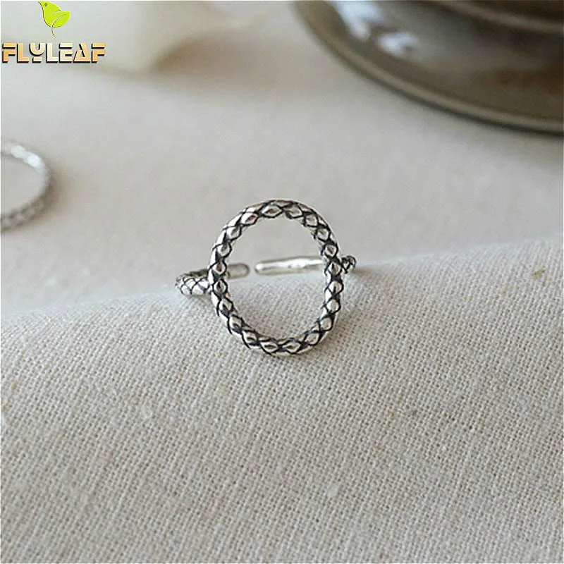 

Flyleaf 925 Sterling Silver Rings For Women Serpentine Oval Femme Fashion Simple Fine Jewelry Open Ring Vintage High Quality