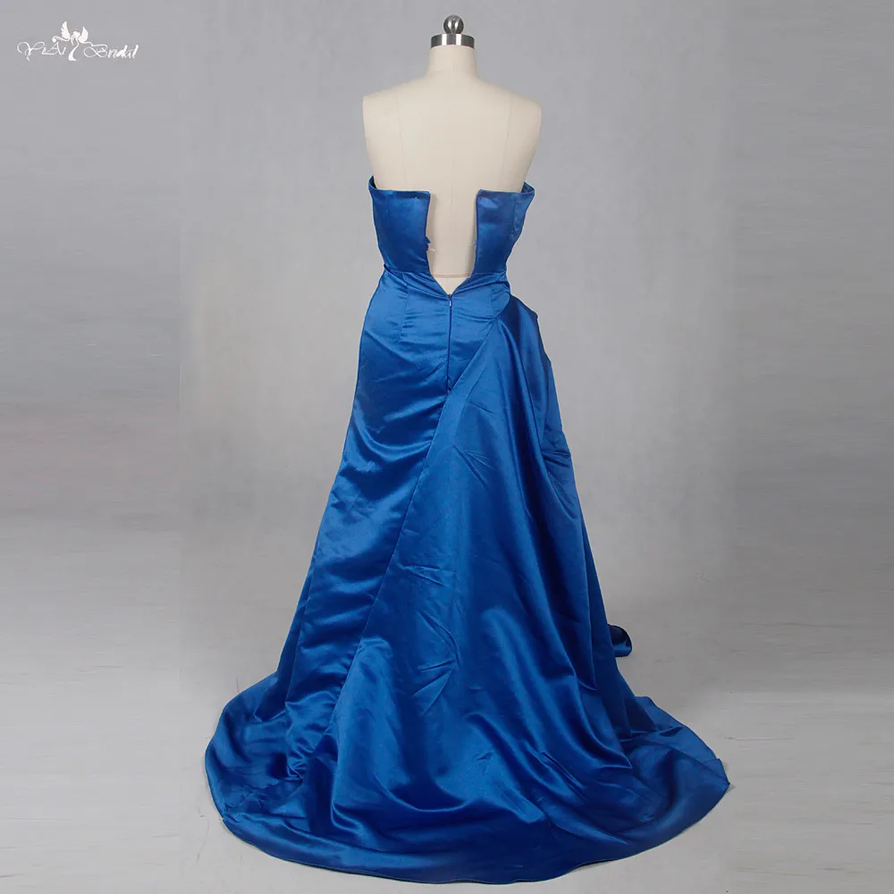 RSE795 High Slit Leg Simple Satin Royal Blue Wedding Gowns (2)