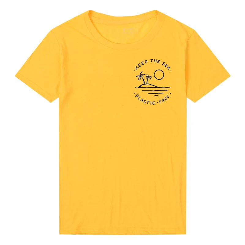 Keep The Sea Plastic Free Pocket Print Women Graphic Tee Shirt Causal Cotton T-shirts Oversized Top Save The Bee Tee Drop Ship4