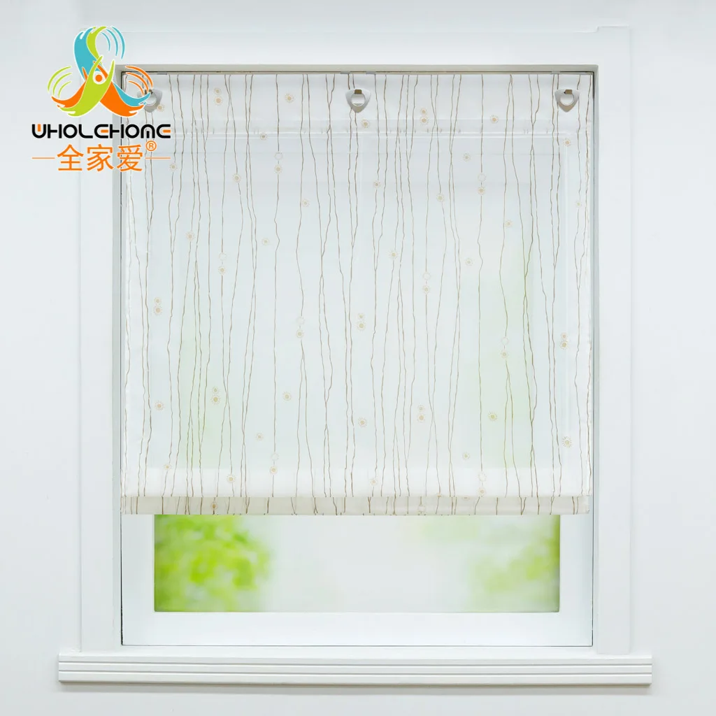 

Fashion Roman Curtain Tulle Wavy Striped Voile Screening Curtain Panel U-Shape Hook For Kitchen Balcony Window Treatment Decor