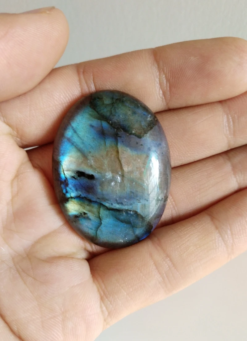 

Wholesale 1 Rainbow Labradorite Gemstone Bead Cabochon 30x40mm 40x50mm Oval Gem Stone Pendant Ring Face