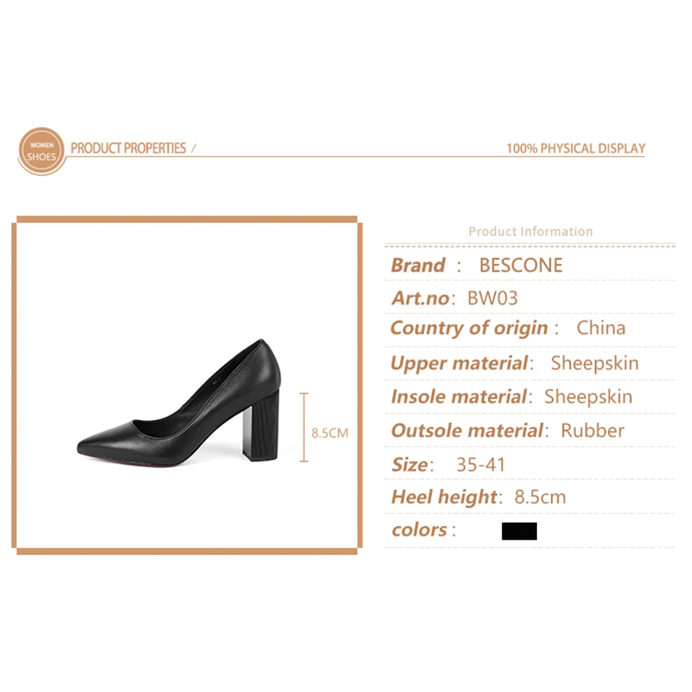BESCONE/модные женские туфли-лодочки из натуральной кожи на квадратном каблуке; пикантные слипоны с острым носком; повседневные открытые женские туфли-лодочки; BW03