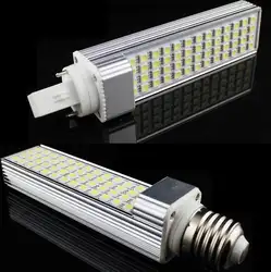 Бесплатная доставка 52 светодиодов 5050 SMD 12 Вт E27 G24 LED Горизонт Подпушка свет лампы Освещение 85 ~ 265 В