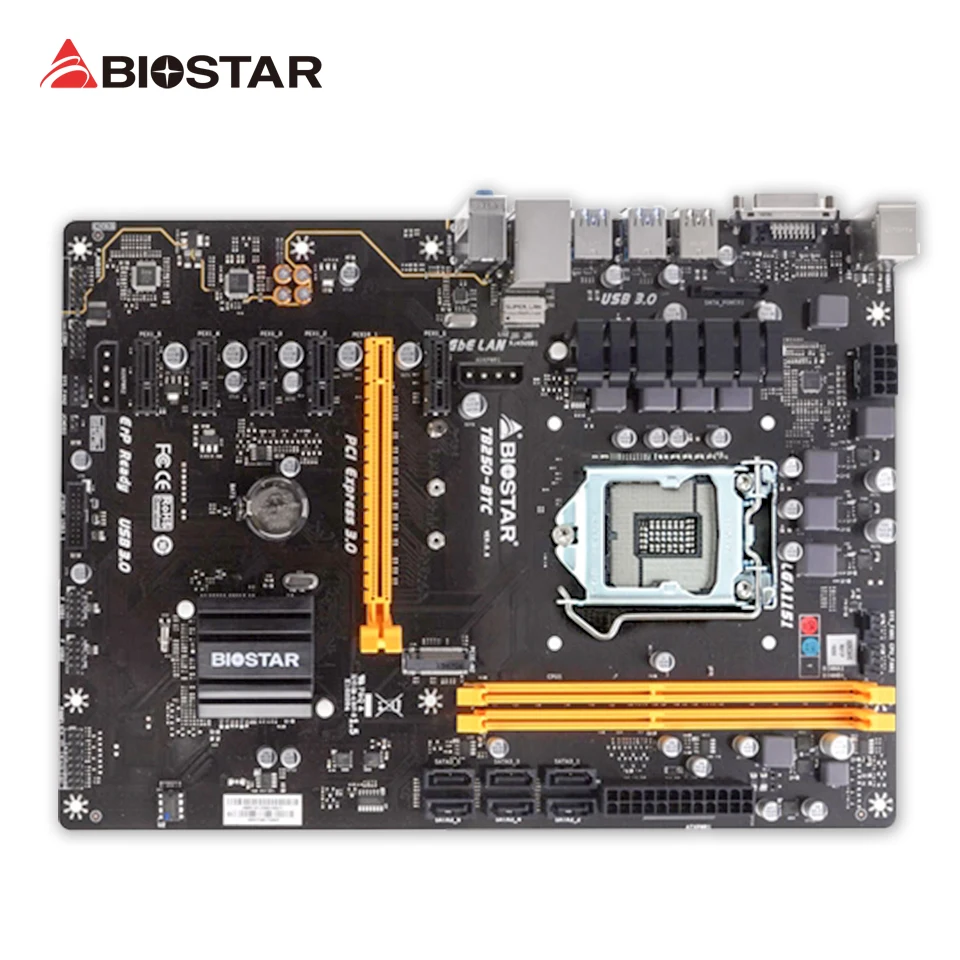 Оригинальный Новый Biostar TB250-BTC рабочего Материнская плата B250 добыча доска LGA 1151 DDR4