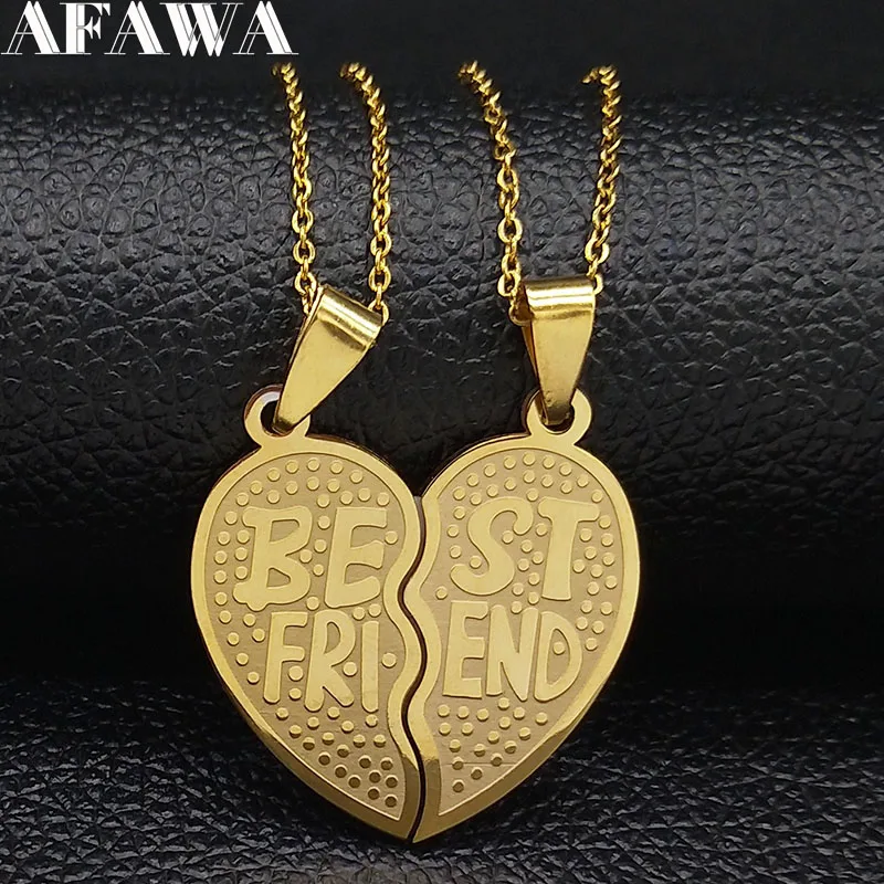 2 Pcs Heart Best Friend Collana In Acciaio Inossidabile Per Donna Uomo Catena Dell'Amicizia Color Oro/Argento Bff Jewelry Cadenas Mujer N721