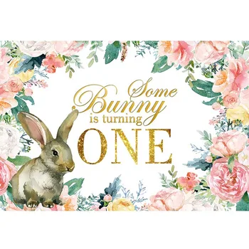 

Customized 8ft bunny birthday party photo backdrop for children photography studio backgrounds