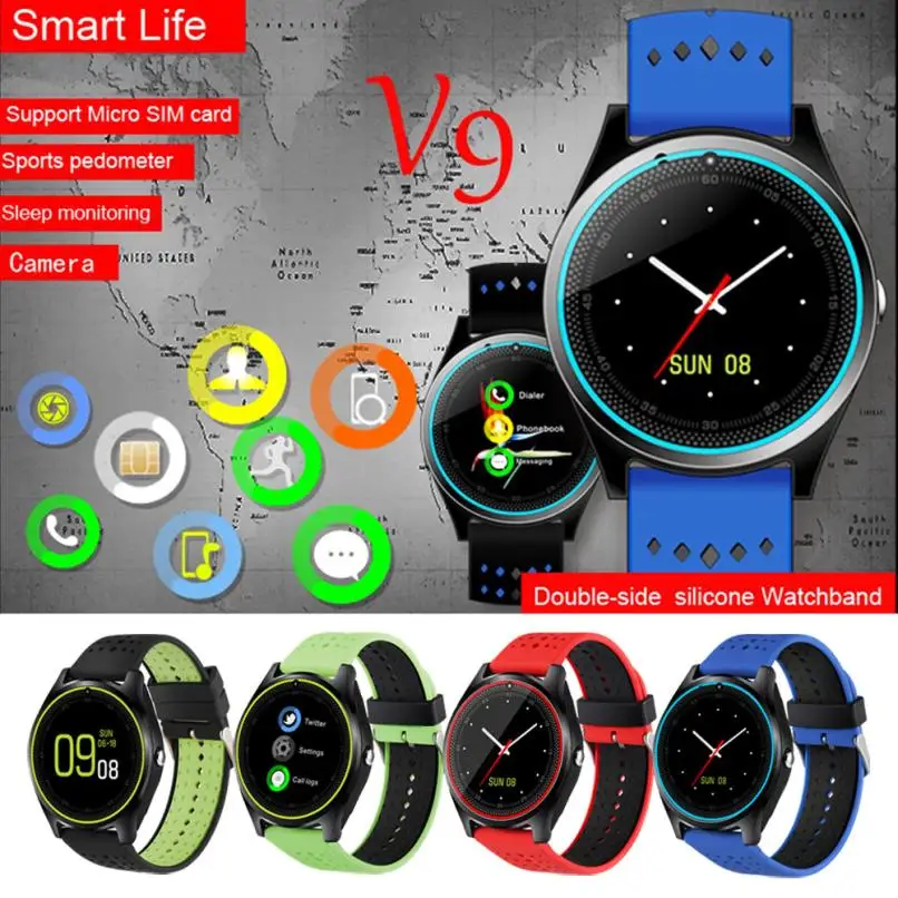 V9 Bluetooth 4.0 0.3 м Камера наручные вызова Smart Band шагомер Коврики Смарт-часы z1107 челнока