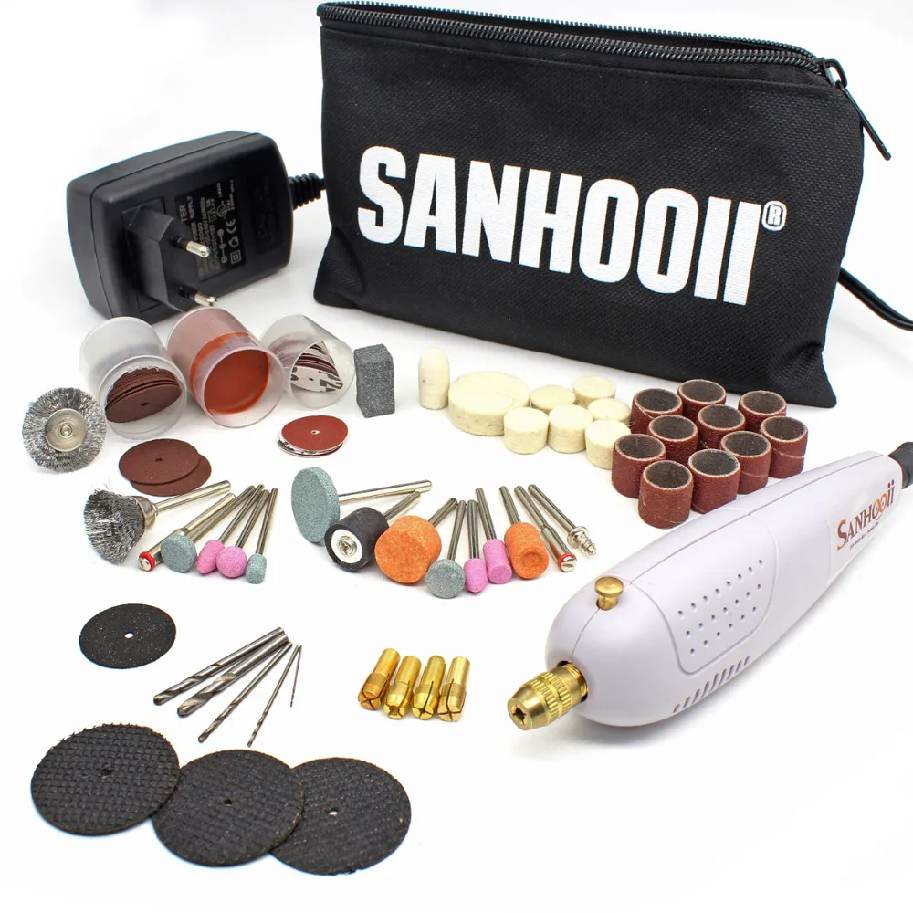 

SANHOOII Gray Mini Power Rotary Tool Electric Drill + Grinding Polishing Accessories Set Engraving for Woodworking Jewelry Egg