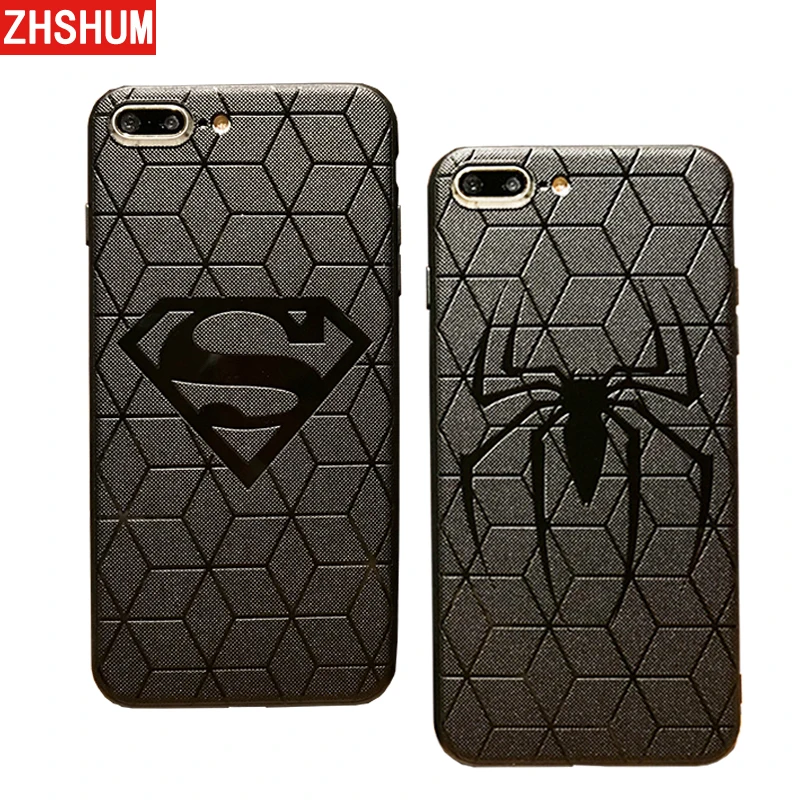 

3D Case For iPhone X 8 7 XS MAX Plus 6 6S XR Soft Silicone Relief Phone Case For iPhone X 7 6 S Plus 10S 10 Back Cover Superman