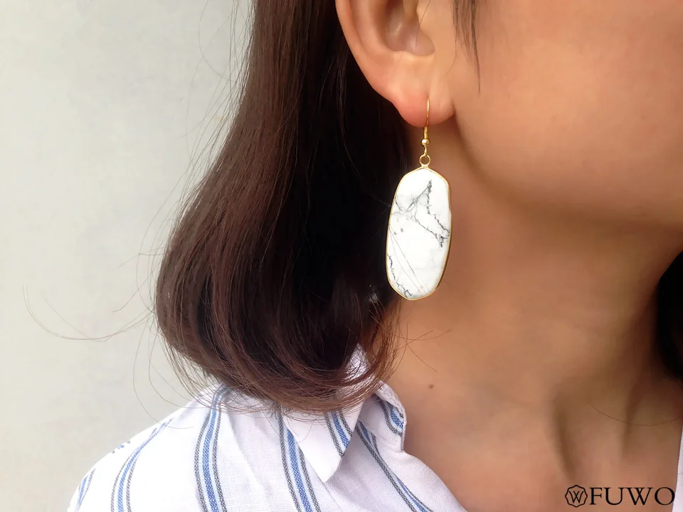 Turquoise Howlite natural stone earrings 12