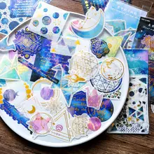 60 pz/lotto Planet Moon Stars doratura adesivi decorativi adesivi adesivi decorazione fai da te diario adesivi di cancelleria regalo per bambini