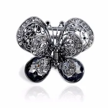 Винтажные Стразы, Бабочка, заколка для волос, краб, кристалл, украшение, средний зажим для волос, открытые по бокам, аксессуары для волос для женщин