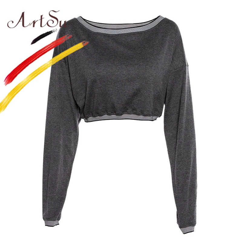 Aliexpress.com : Buy ArtSu Autumn Female Gray Rib Knit