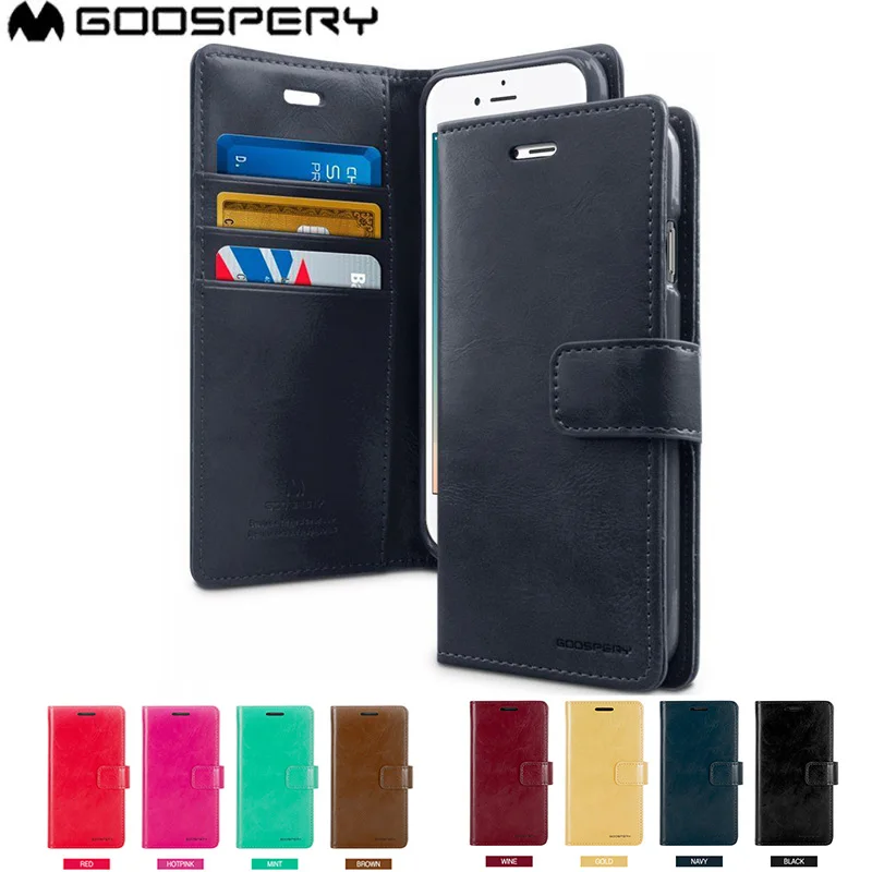 

Mercury GOOSPERY Blue Moon Diary with Card Slots Magnetic Flip Wallet Case Cover For iPhone 4 4s 5c 5 5s SE 6 6s 7 8 Plus X