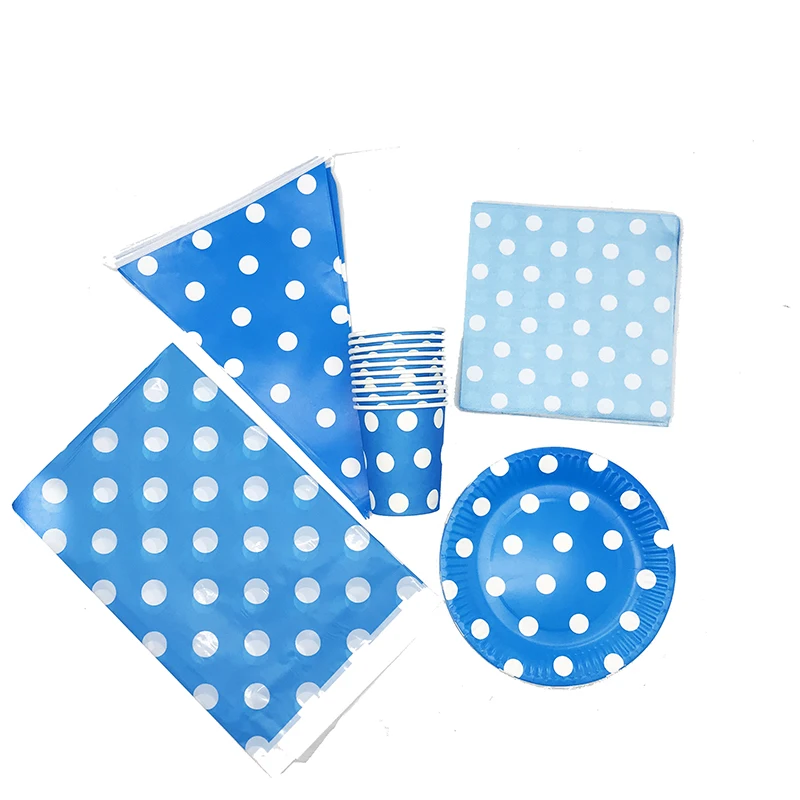 51pcs/pack polka dots theme disposable party sets blue polka dots theme