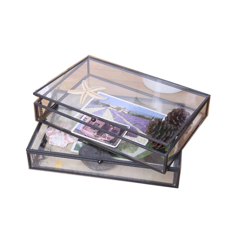 Creative Nordic style Retro Glass jewelry storage box Jewelry display box Desktop storage organization Home Decoration 6