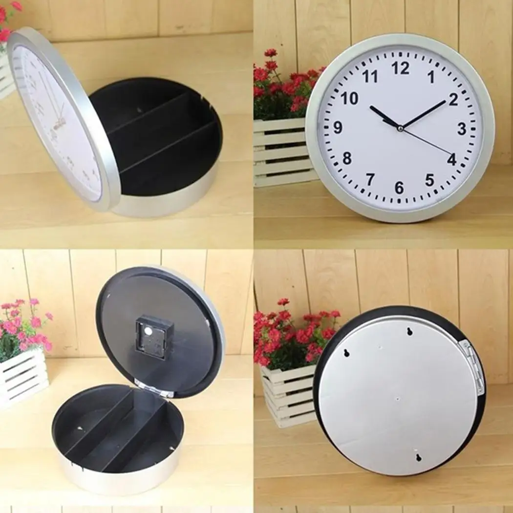 Hidden Safe Clock Stash Box Money Jewelry Wall Clock Round Compartment Living Room,Home With Secret Stash Box