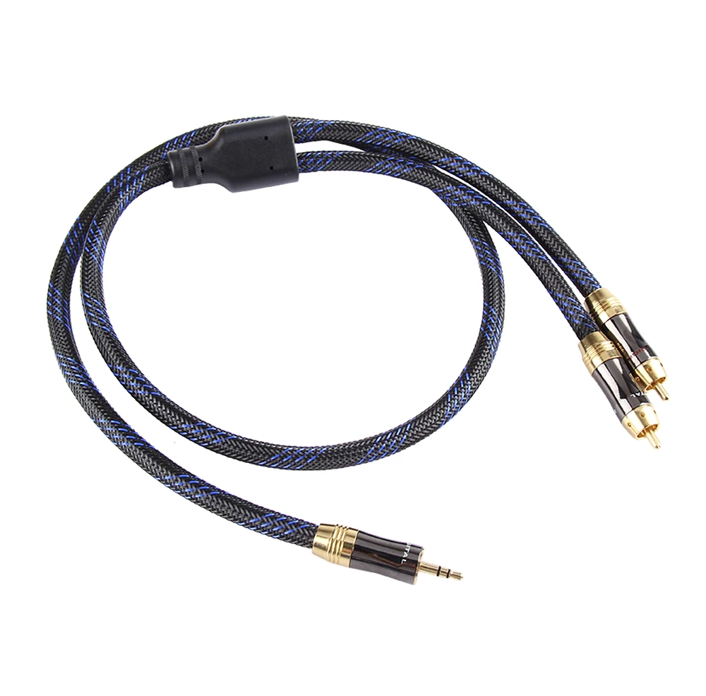 HIFI 0.5m,1m,1.5m,2m,3m,5m 3.5mm to 2 RCA Audio cable 3.5MM male to 2 Rca Male Stereo Cable for iPhone MP3 DVD Amplifier