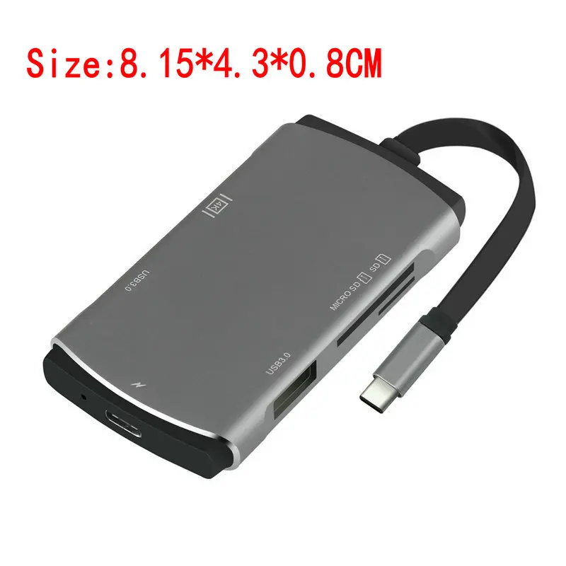 Тип-C концентратор Многофункциональный переходник USB3.1 Тип с разъемами типа C и HDMI+ 2* USB3.0+ SD/TF слот кардридера с зарядка PD порт для samsung S8