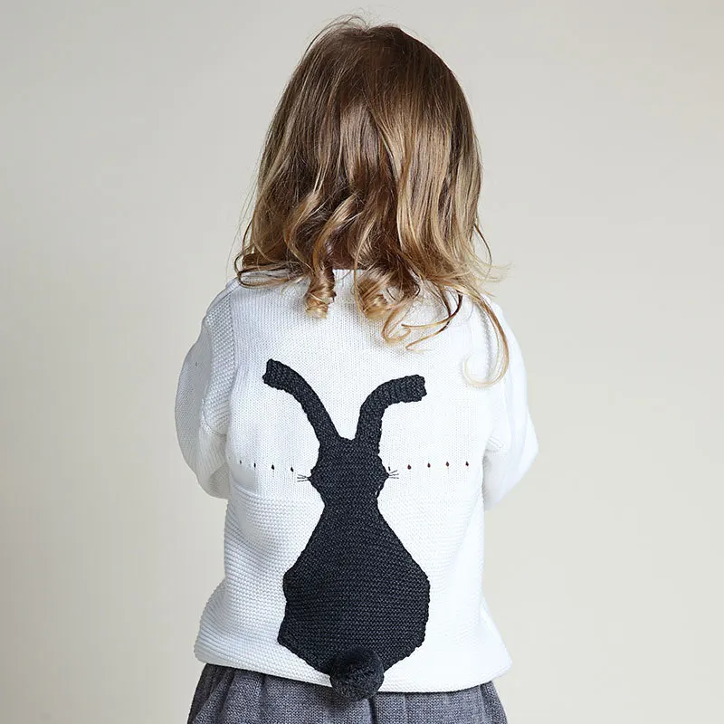 

2019 Spring Autumn Casual Knitted Tops Baby Girls Sweaters Kids Rabbit Tail Clothes Girls Pullover Sweater Warm Outerwear