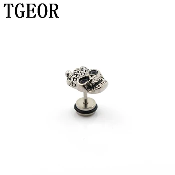 

free shipping NEW ARRIVAL illusion cheaters 20pcs 1.2*6*6/(9*12)mm Stainless Steel Retro skull with crown piercing fake plugs