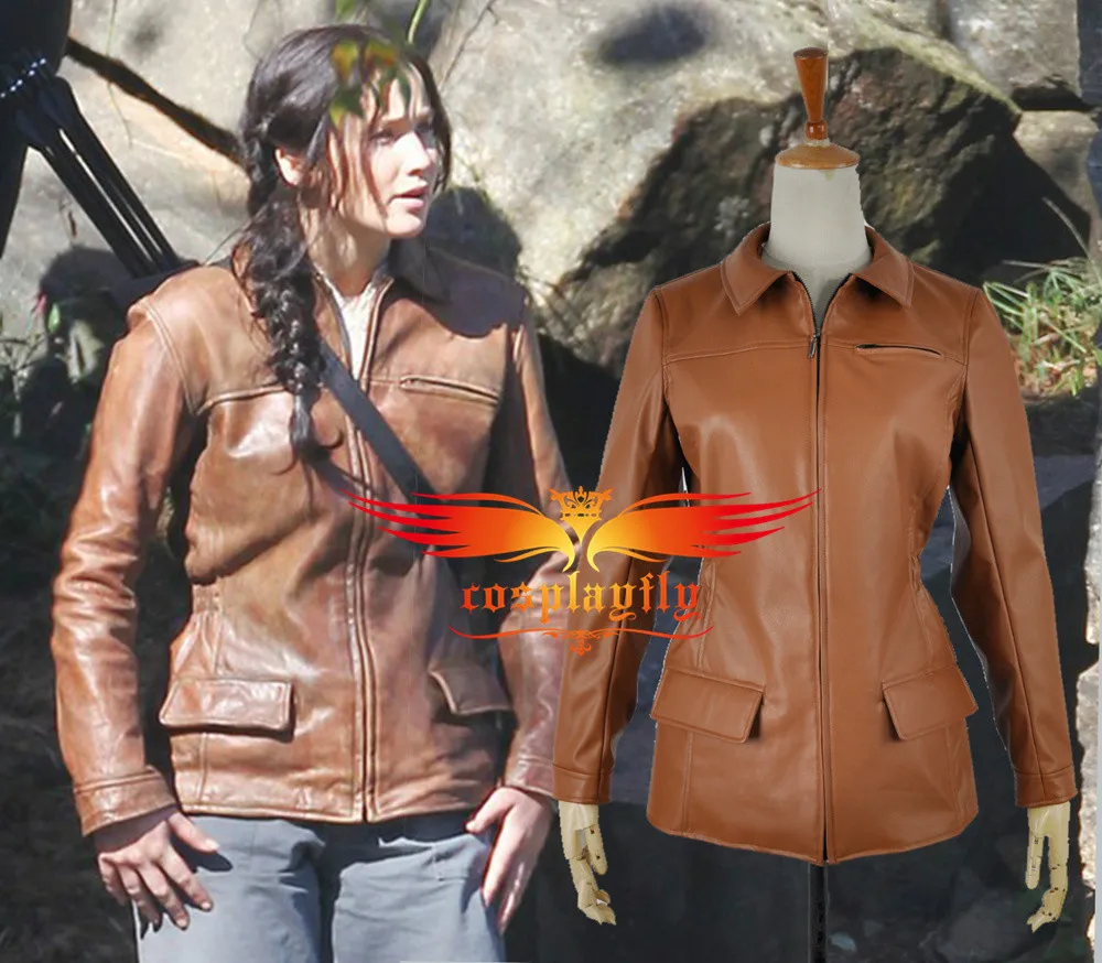 

Film The Hunger Games 3 Katniss Everdeen Artificial Leather Cosplay Costume Khaki Jacket Only Outfit Clothing For Adult