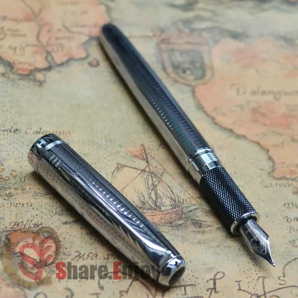 JINHAO 601 полностью Серебряная перьевая ручка с средним наконечником 18KGP|fountain pen|nib
