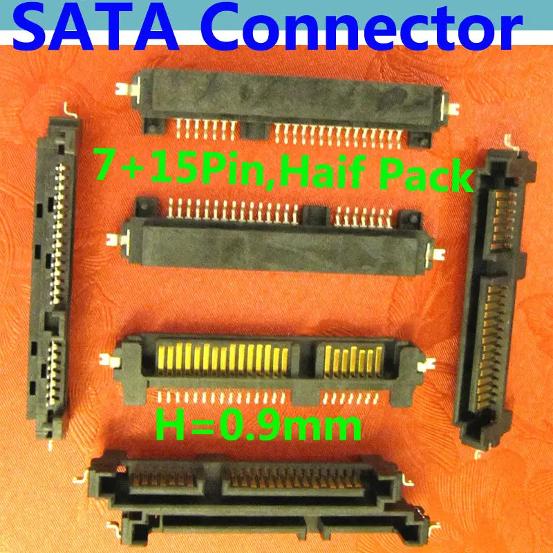 

SATA Connector / Plug ,Offset type Male Half Pack style Adapter , SSD/HDD Connector, SMT,Locating Peg,H=0.9mm , 7pin + 15pin