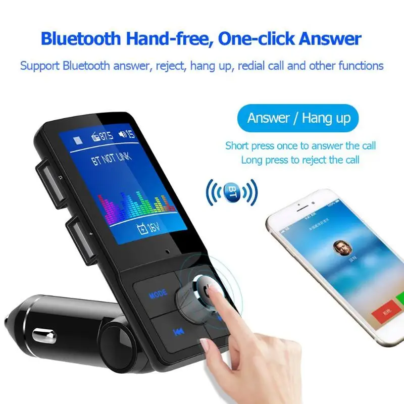 

BC45 Colorful screen LCD Display Wireless Bluetooth FM Modulator Transmitter Handsfree Car Kit Dual USB Fast charge Car Charger