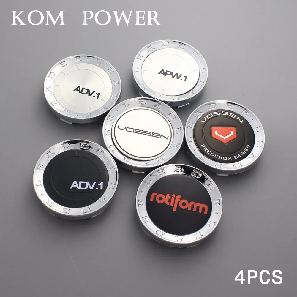 

KOM 4pcs 59.5/55.5mm clip vossen trim hub cap wheel cover center cap for rotiform rims sign emblem sticker car styling universal