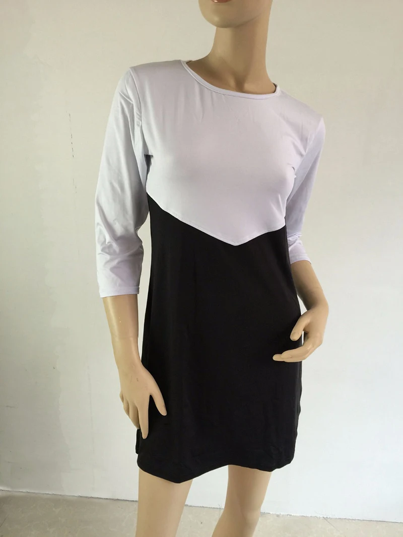 Women's Long Sleeve Dress Temperamental Contrast Color Dress Patchwork Maternity Dress Clothes for Pregnant Photo Props