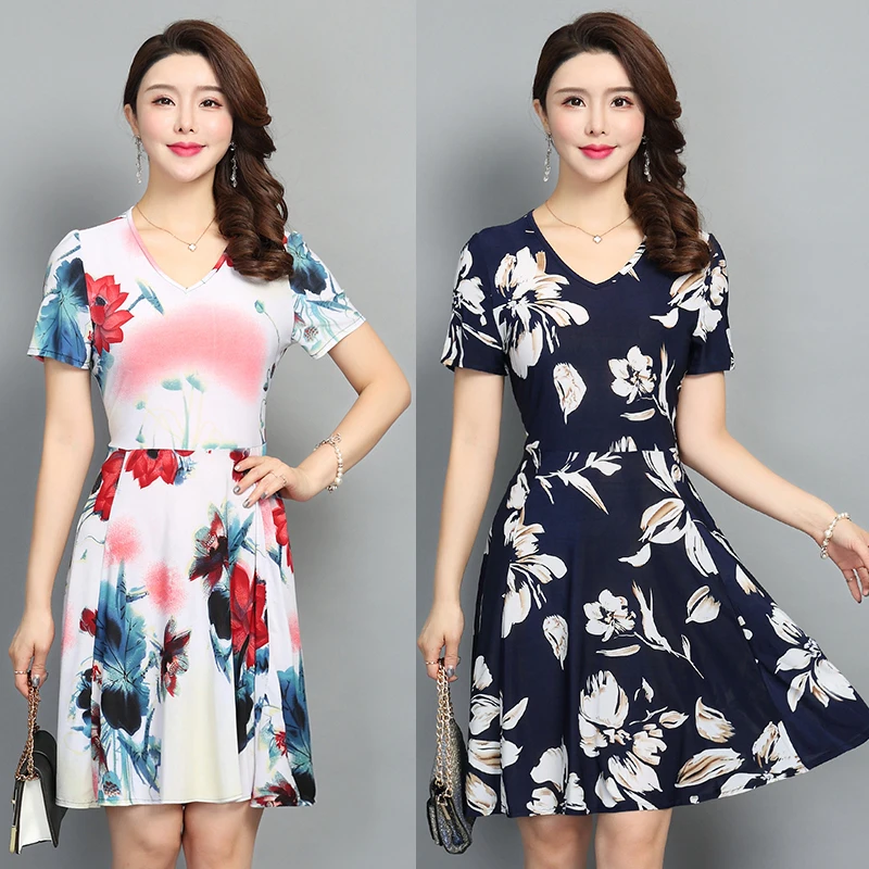 2019 Fashion Bohemian Style Clothes Women Floral Print Short Sleeve V Neck Slim Casual Sundress Plus Size S-5XL Beach Dress 2019 Fashion Bohemian Style Clothes Women Floral Print Short Sleeve V Neck Slim Casual Sundress Plus Size S-5XL Beach Dress
