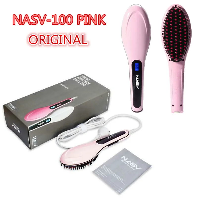 

NASV100 Gift Box with Free Bag and Gloves Original Personal Use Hair Styling Brush with LCD Display Hair Straightener Brush