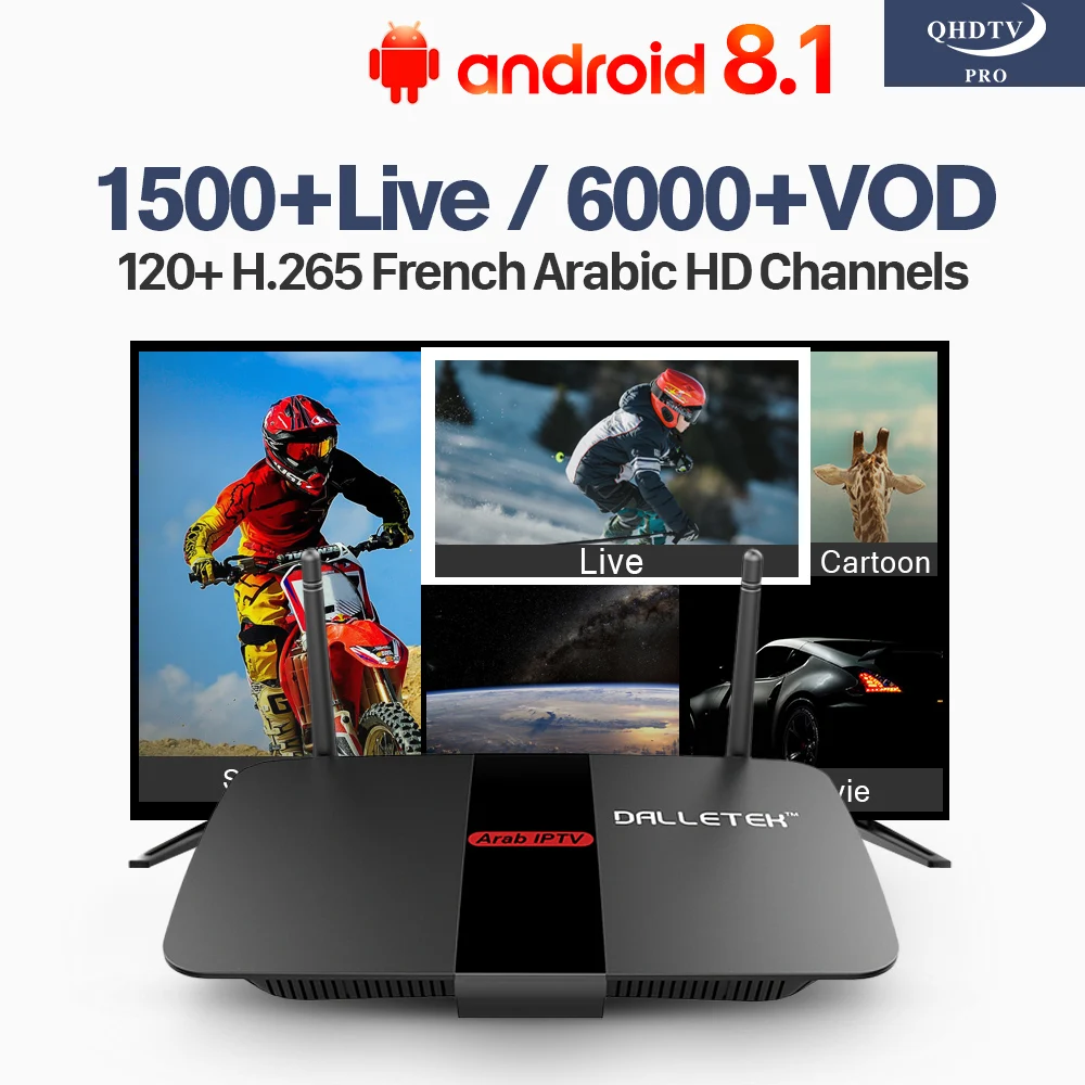 

IPTV Code 1 Year QHDTV PRO Subscription TV Box Smart Android 8.1 Media Player Europe Belgium French Arabic IPTV Set Top Box