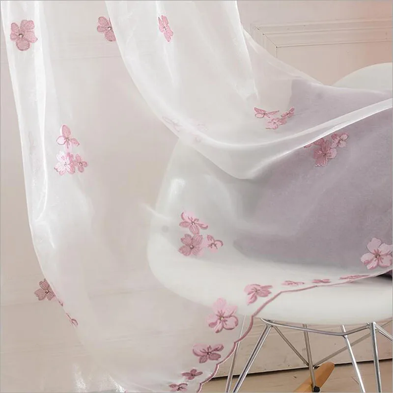 Романтическая Розовая Занавеска с цветочной вышивкой, тюль, занавеска s, ткань для девочек, для окна, спальни, прозрачная вуаль для гостиной, T& 388#30